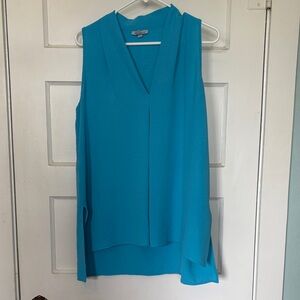 Floral & Ivy Sleeveless V-Neck Turquoise High Low Swing Blouse Size M